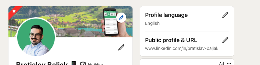LinkedIn custom URL example showing clean professional link format linkedin.com/in/firstname-lastname for SEO